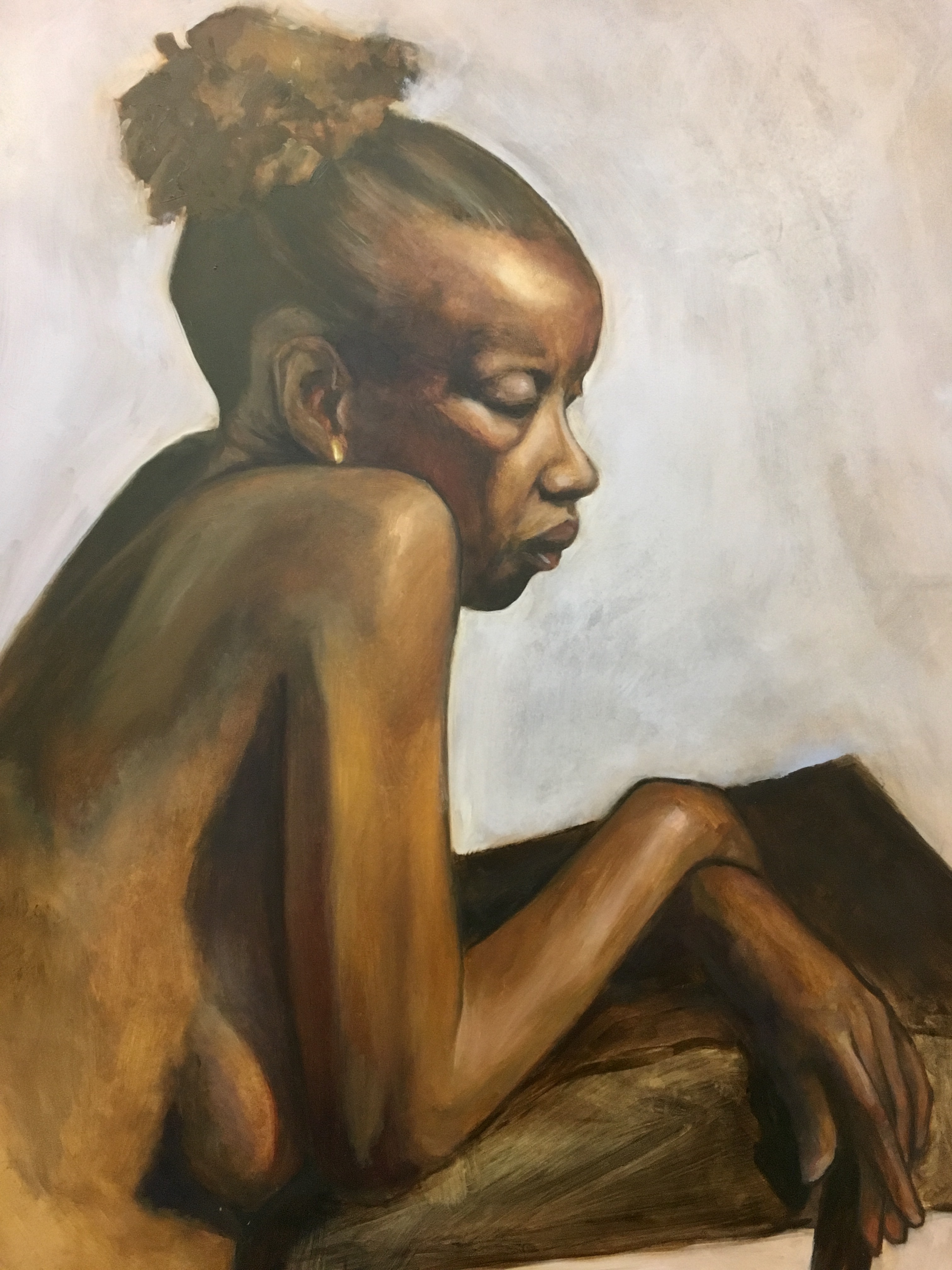 Custom portrait and fine artwork by Ashley Wiard - Figure Study (Oil on gessobord)