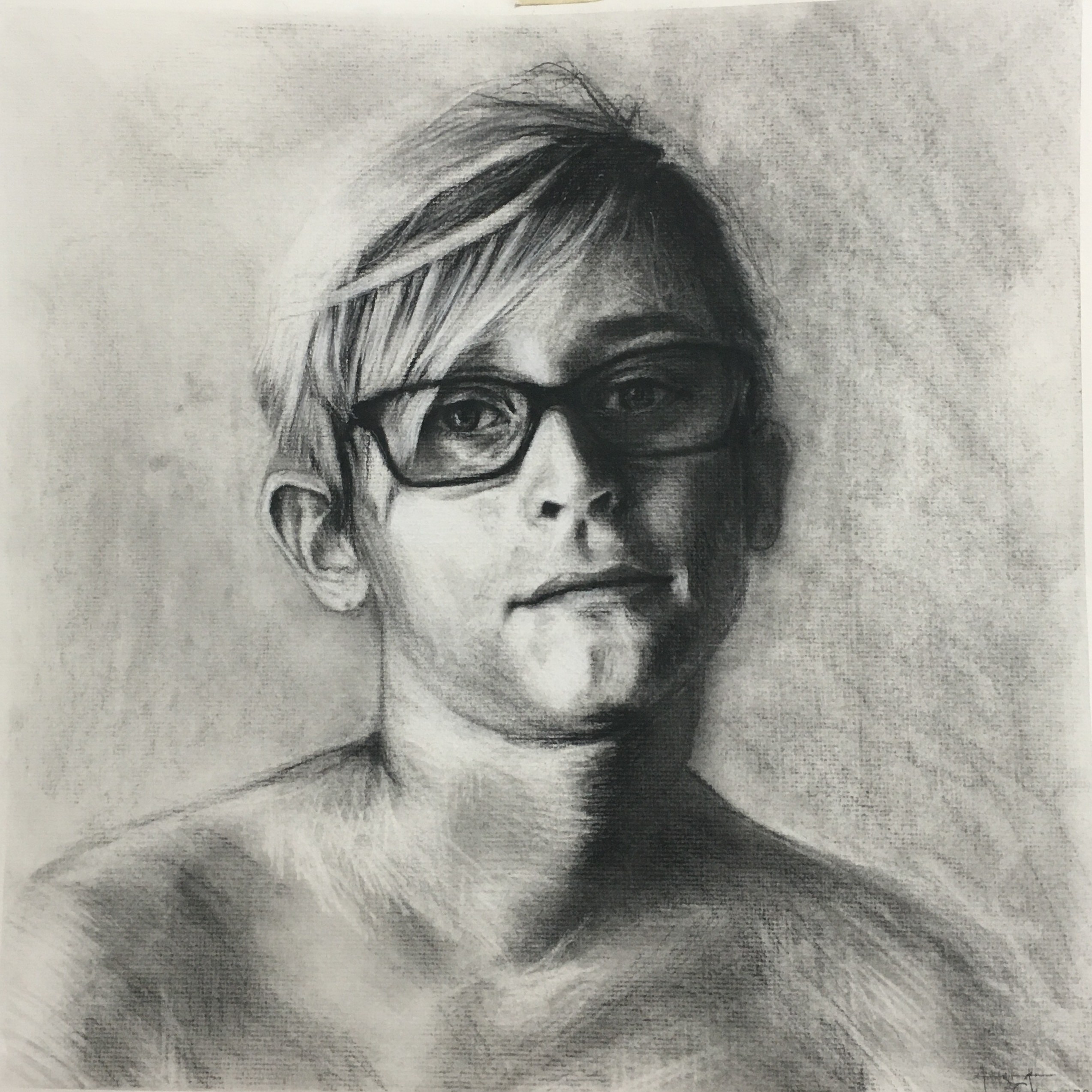 Custom portrait and fine artwork by Ashley Wiard - Jesse (Charcoal on paper)