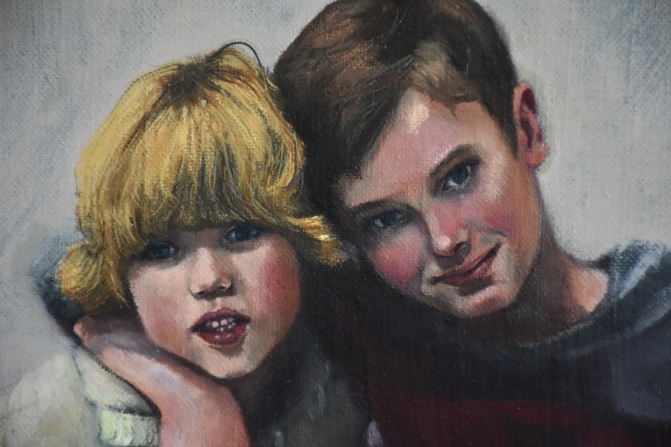 Custom portrait and fine artwork by Ashley Wiard - Buddies (Oil on linen)